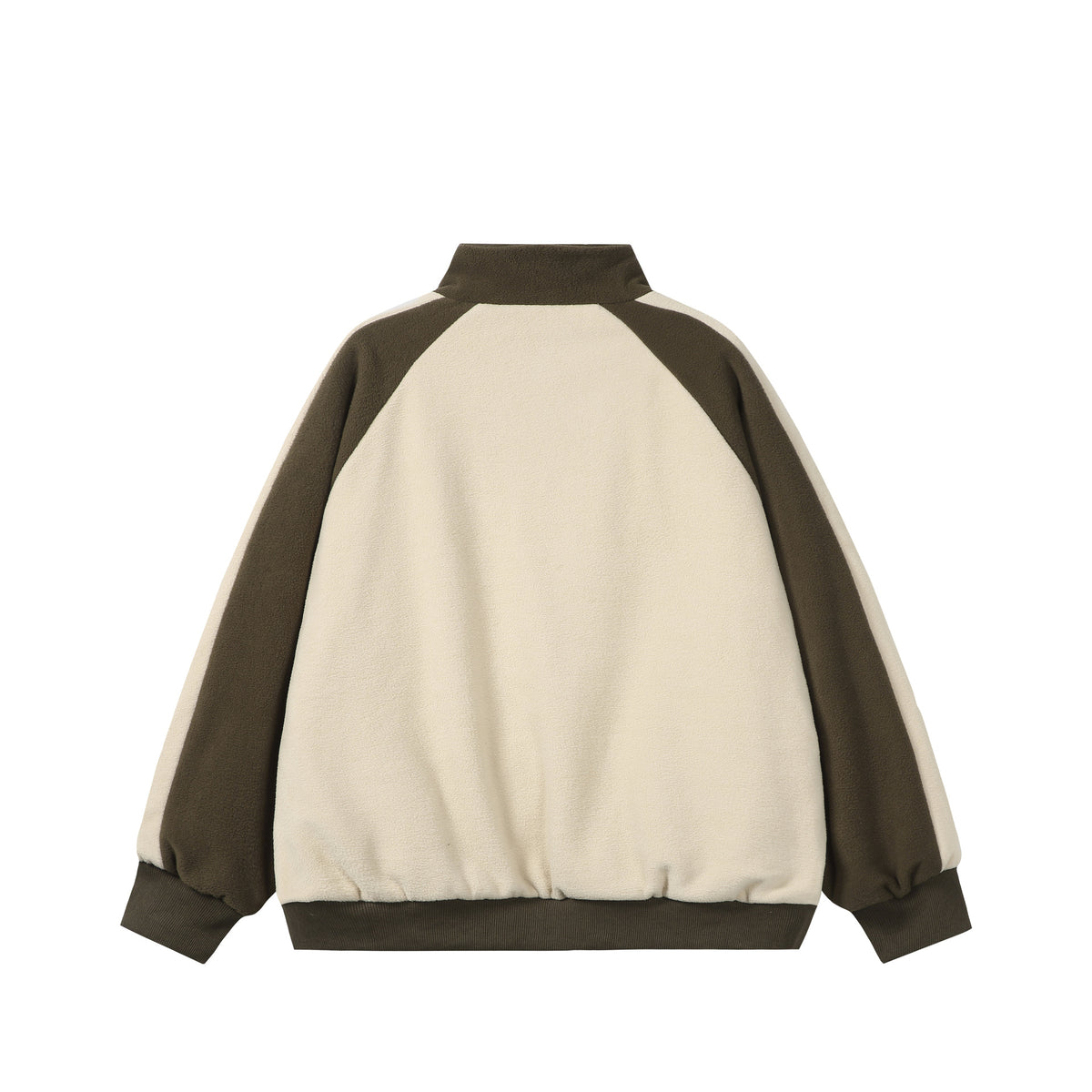 Unisex Boxy Fleece Jacket with Front Zipper, Stand Collar and Flap Pockets EVA-US