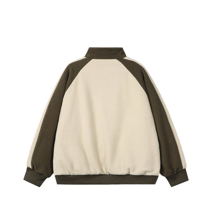 Unisex Boxy Fleece Jacket with Front Zipper, Stand Collar and Flap Pockets EVA-US