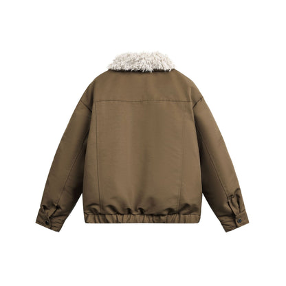Men's short jacket in field look with voluminous teddy fold-down collar EVA-US