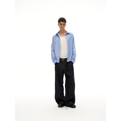 Women's Oversize Shirt Blouse in Boxy Cut with Chest Pocket EVA-US