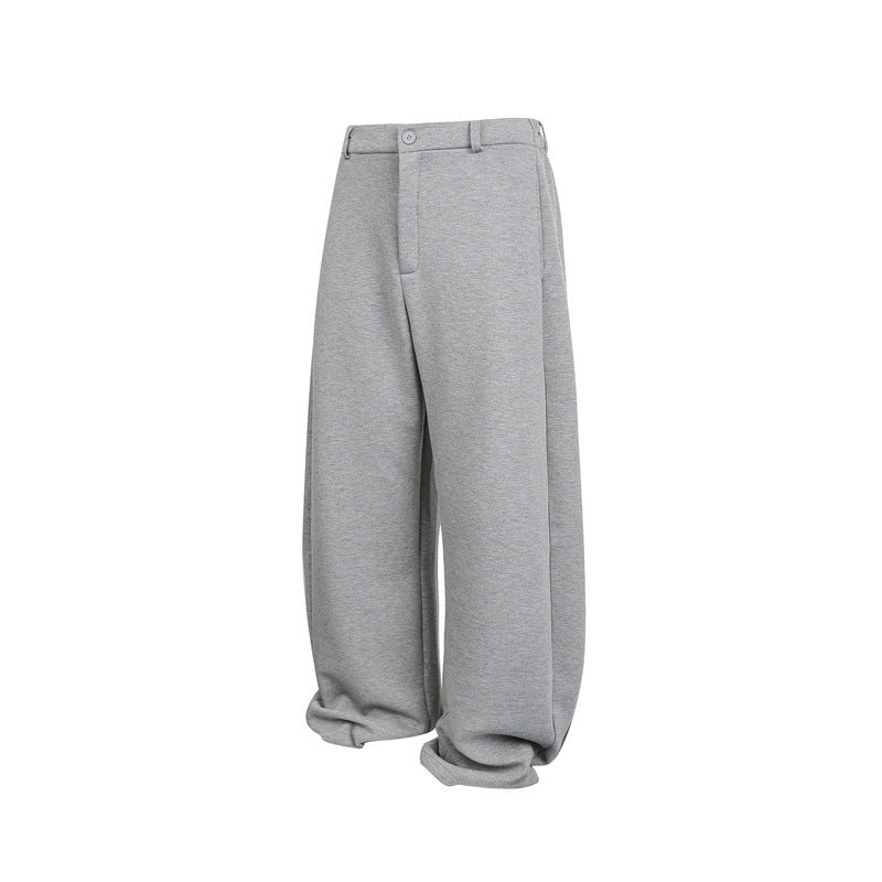 Women's Loose Cropped Sweatpants with Belt Loops, Pleats, and Balloon-Shaped Hem