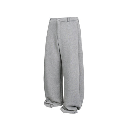 Women's Loose Cropped Sweatpants with Belt Loops, Pleats, and Balloon-Shaped Hem