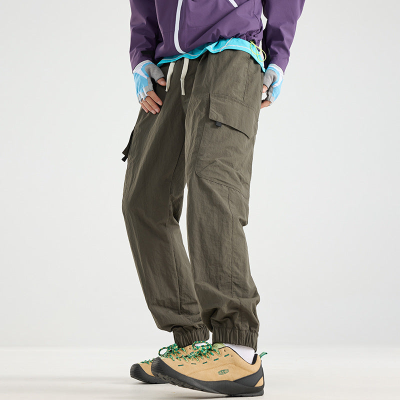 Men's Lightweight Utility Cargo Pants made of Ripstop with Elastic Hem and Multiple Pockets EVA-US