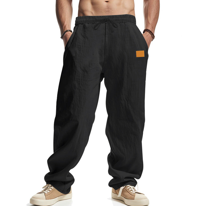 Men's Casual Linen Pants with Elastic Waistband and Generous Side Pockets EVA-US
