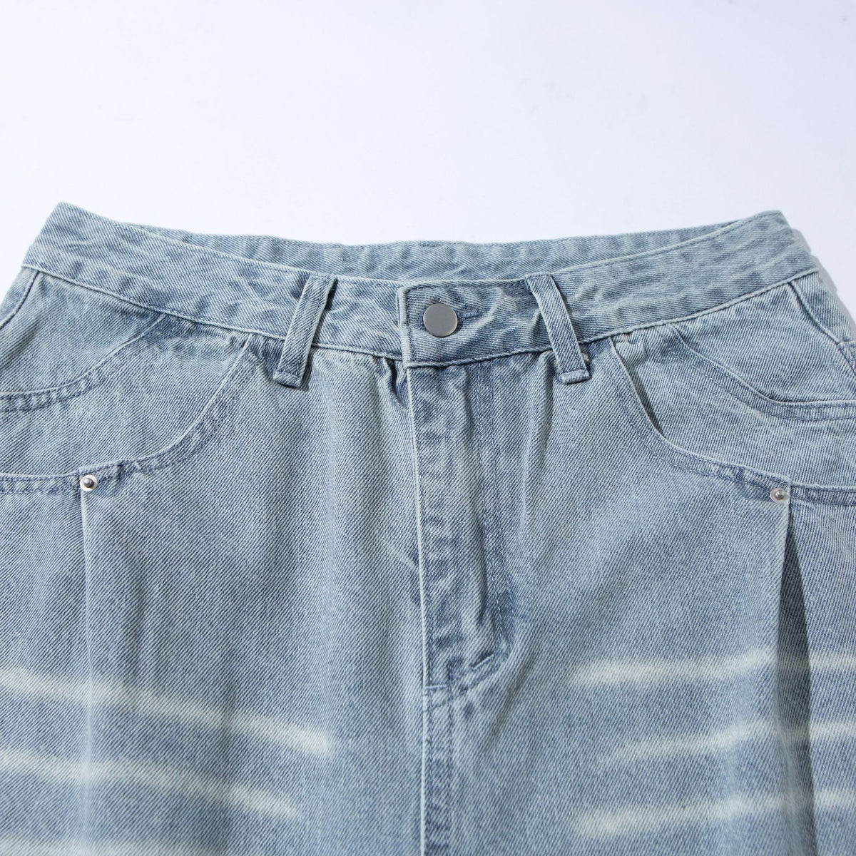 Women's High-Waisted Wide Cropped Jeans with Pleats and Utility Pockets EVA-US