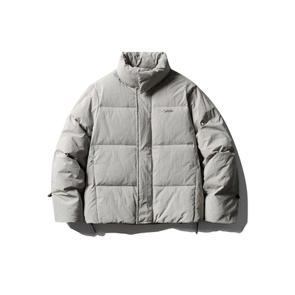 Men's Short Boxy Puffer with Padded Cushion Collar and Windproof Outer Shell EVA-US