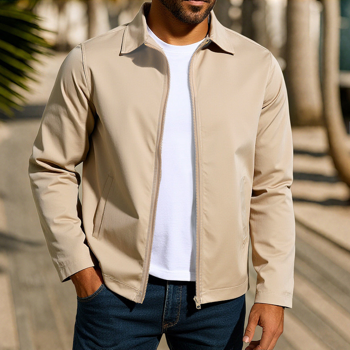 Men's casual leisure jacket with innovative wind protection technology EVA-US