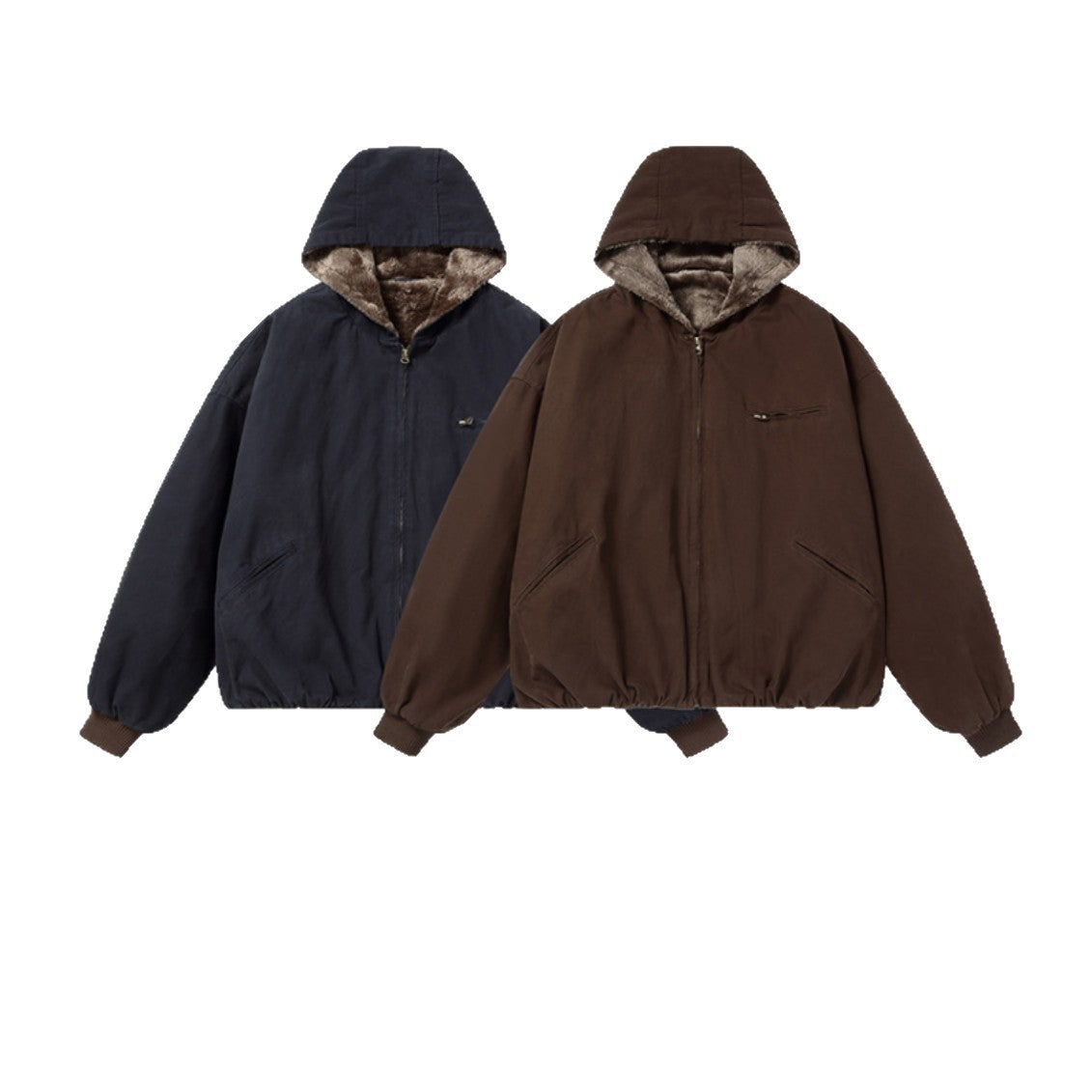 Men's Padded Hoodie with Faux Fur Lining and Elastic Hem EVA-US