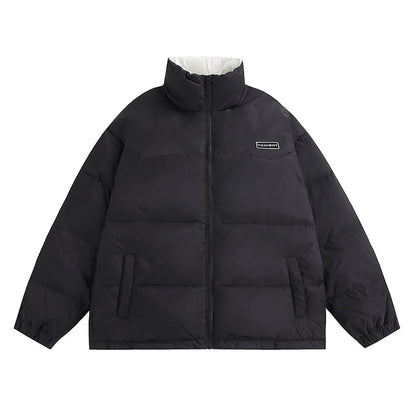 Unisex Boxy quilted oversized puffer jacket with high stand-up collar and minimal branding EVA-US