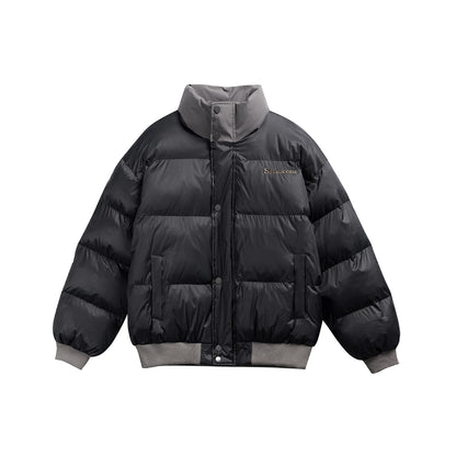 Unisex Short Cut Ultrathin Down Look Puffer with High Standing Collar and Ribbed Cuff EVA-US