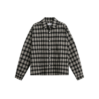 Men's Boxy Overshirt made of brushed flannel blend with full button placket EVA-US