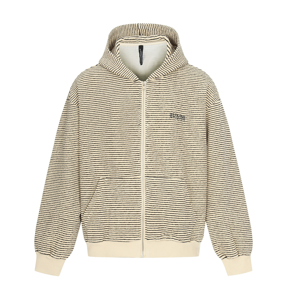 Unisex Striped Zip-Up Hoodie Sweatshirt with Textured Surface EVA-US