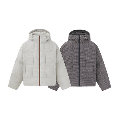 Unisex short-cut padded hoodie with fine check quilting EVA-US