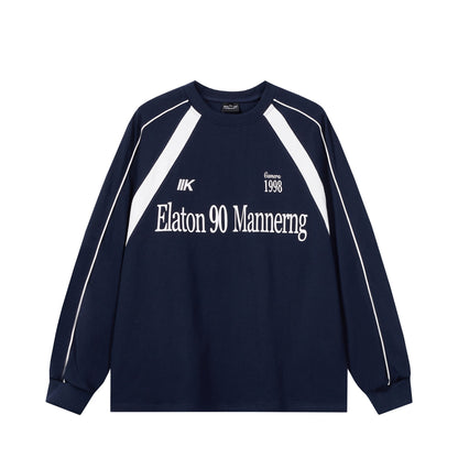 Unisex Oversize Sweatshirt in Retro Sports Style with Raglan Sleeves and Contrast Piping EVA-US