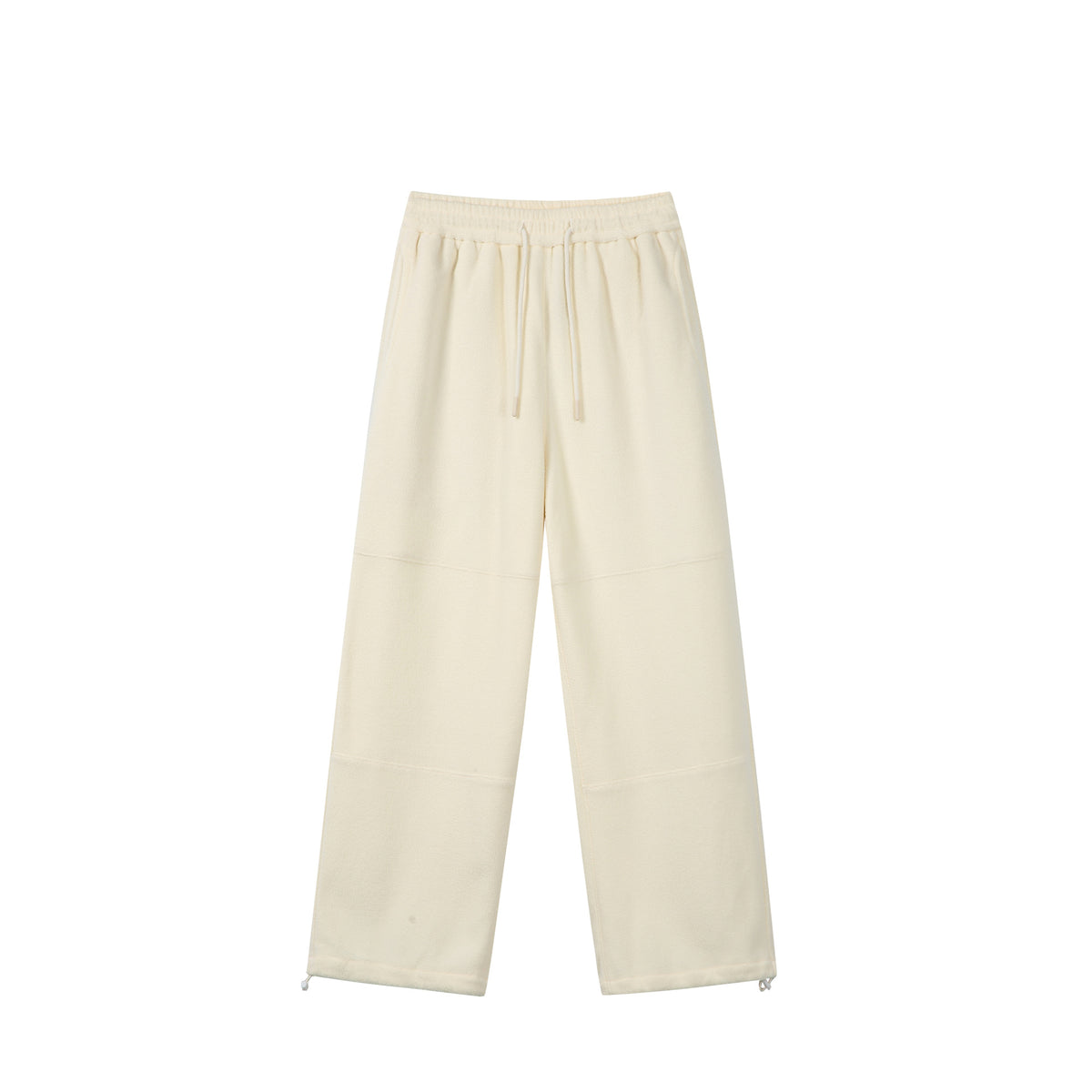 Women's Loose Fleece Jogging Pants with Drawstring Waistband, Side Pockets, and Adjustable Hem