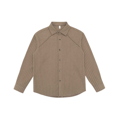 Women Oversized Shirt Jacket with distinctive shoulder yoke and pinstripes EVA-US