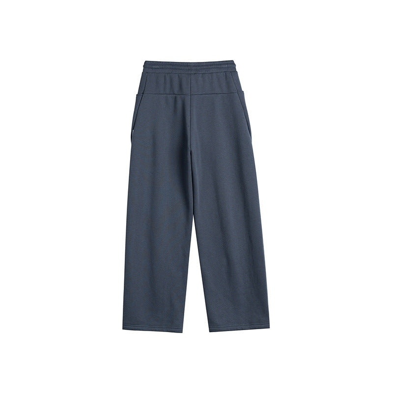 Women's Wide Culotte Jogging Pants with Elastic Waistband, Drawstring, and Decorative Contrast Seams EVA-US