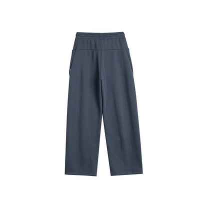 Women's Wide Culotte Jogging Pants with Elastic Waistband, Drawstring, and Decorative Contrast Seams EVA-US