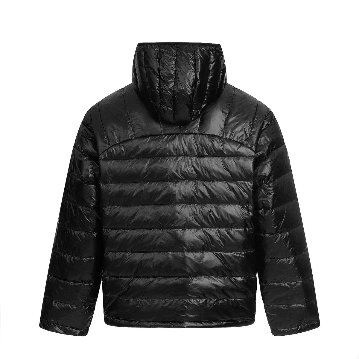Men's short cut padded half-zip puffer with stand-up hood and ultra-light insulation EVA-US