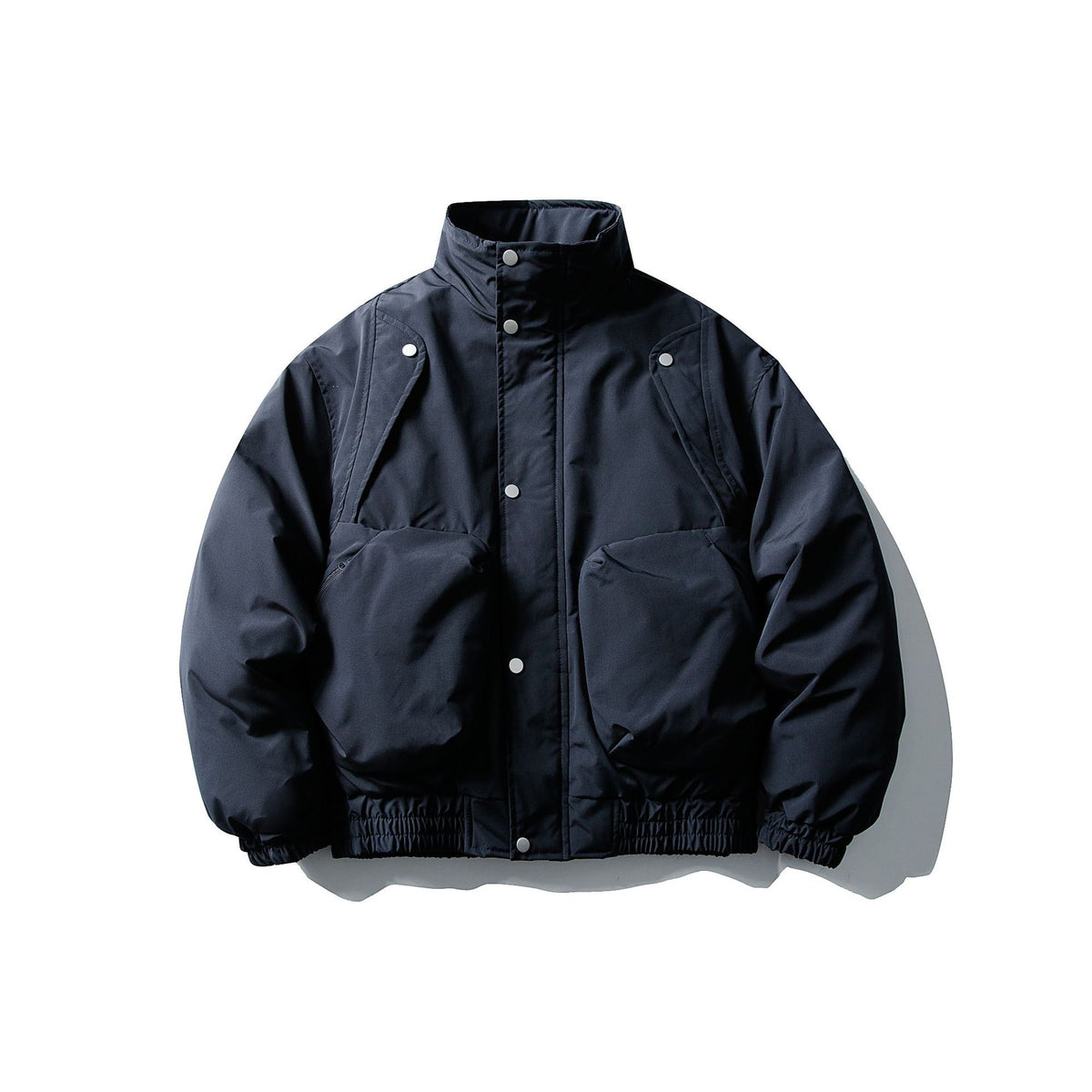 Men's Short Boxy Thermal Bomber with High Stand-Up Collar and Attached XXL Pockets EVA-US