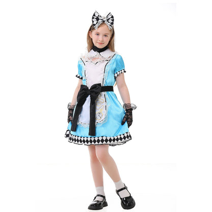 Girls costume in Victorian style with elaborate lace accents EVA-US