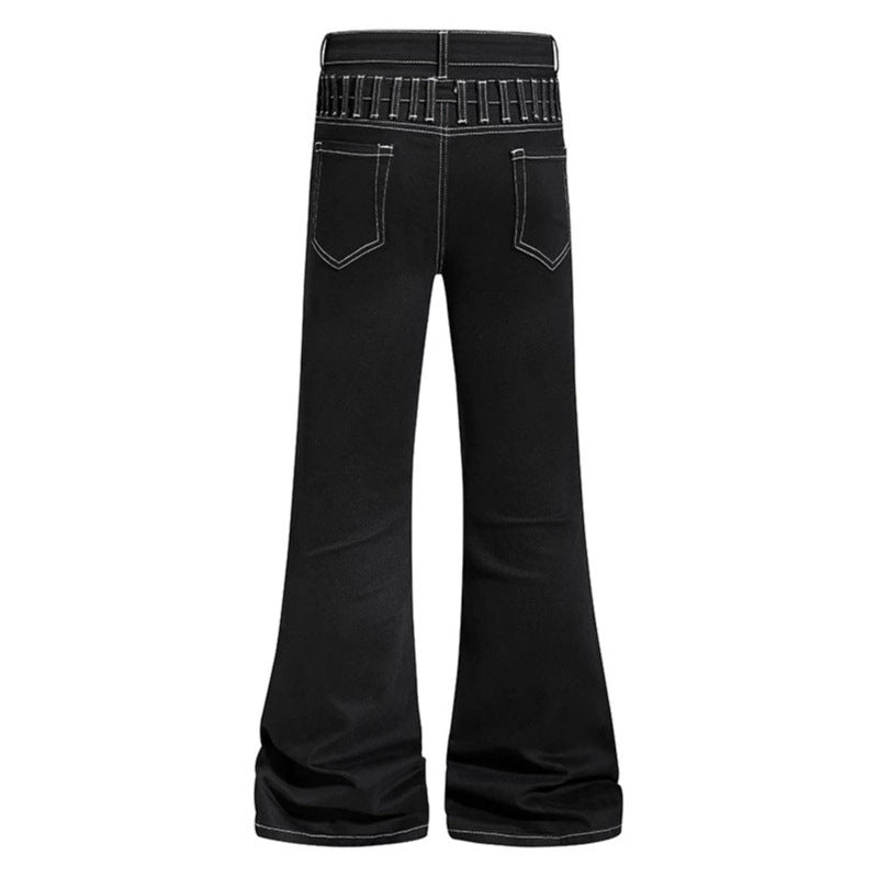 Ladies high-waisted flared jeans with wide leg, utility pocket and contrast stitching EVA-US