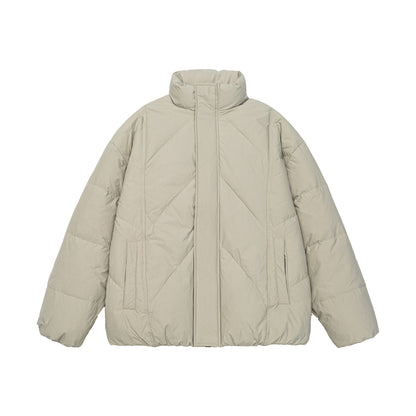 Unisex Oversized quilted winter jacket with high stand-up collar and concealed zipper EVA-US