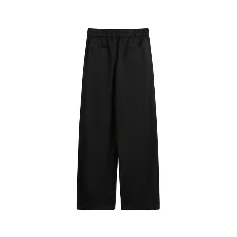 Women's loose-fit palazzo pants with elastic waistband, pleats, and straight leg EVA-US