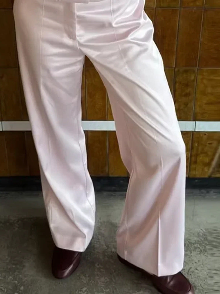 Women's High-Waist Palazzo Pants with Crease and Wide Leg EVA-US