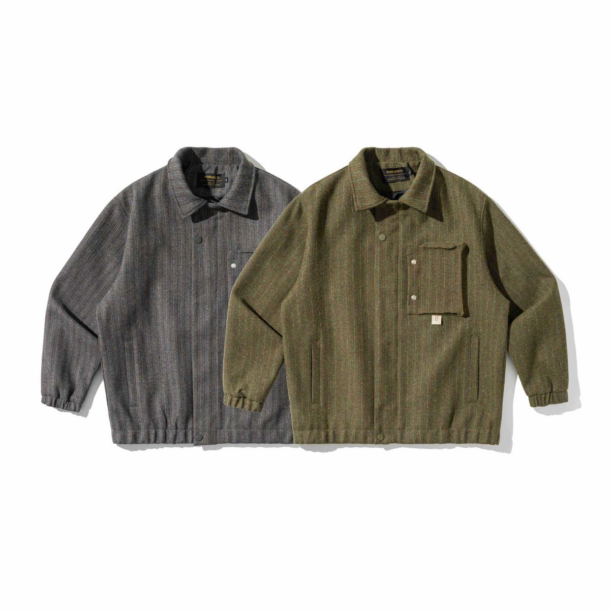 Unisex Structured Overshirt Blouson made of woven wool blend with button front EVA-US