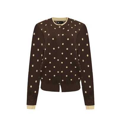 Womens Speckled Cardigan with Round Neckline, Button Placket and Layering Look EVA-US