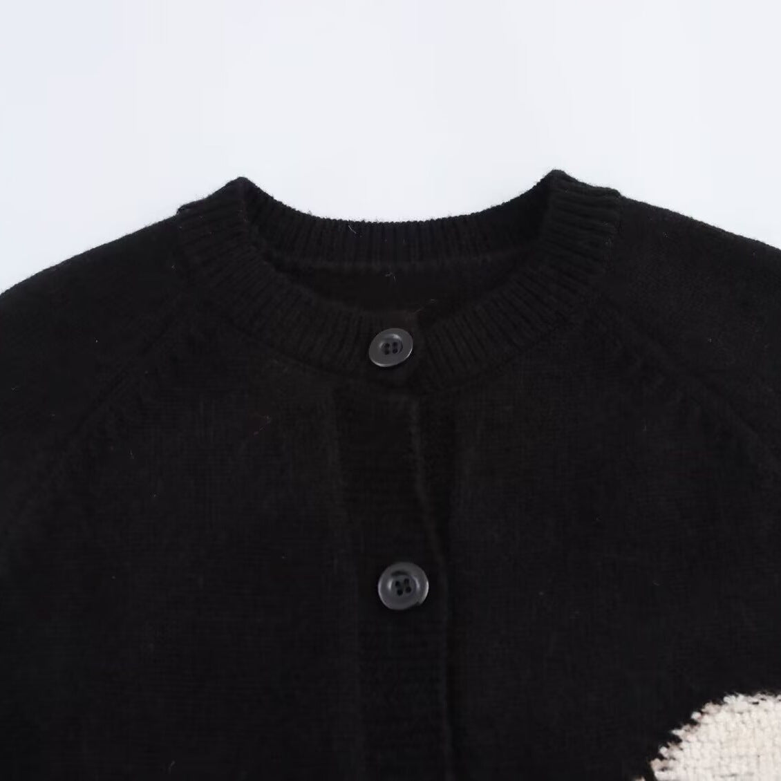 Ladies knit cardigan with playful animal intarsias and 3D applications EVA-US