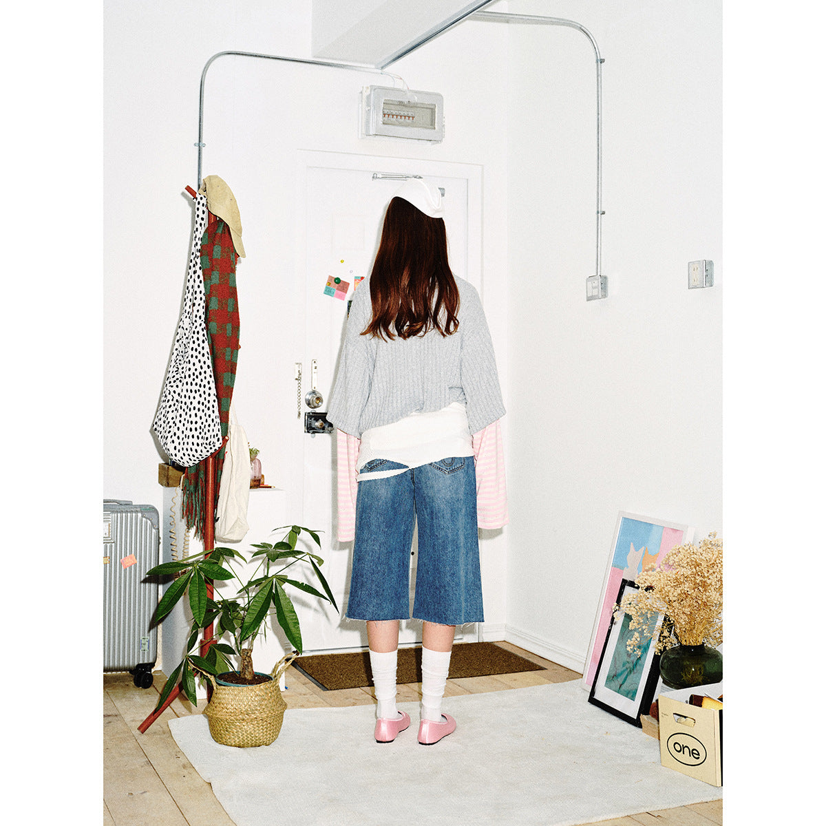 Women Layered Look Long Sleeve with Striped Sleeves and Graphic Statement Print EVA-US