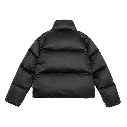 Women's short-cut lightweight thermal puffer jacket with stand-up collar and two-way zipper EVA-US