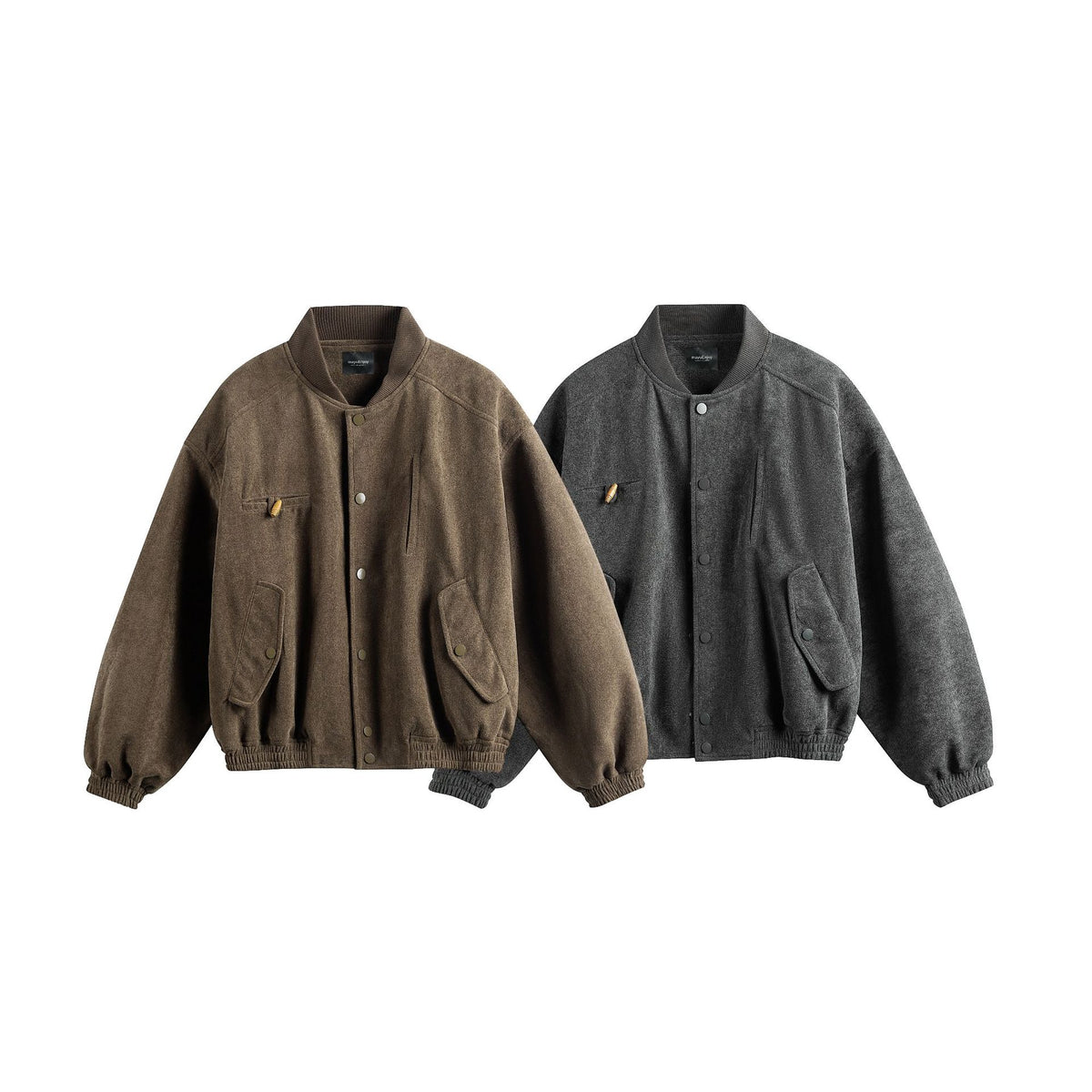 Unisex Boxy-Softsuede-Jacket with snap button placket, patch pockets and ribbed hem EVA-US