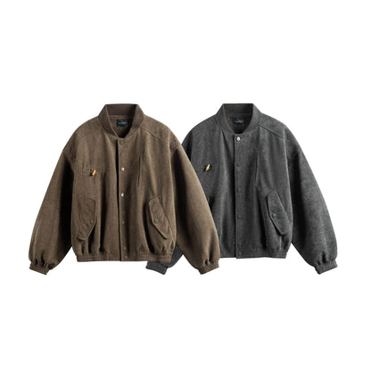 Unisex Boxy-Softsuede-Jacket with snap button placket, patch pockets and ribbed hem EVA-US