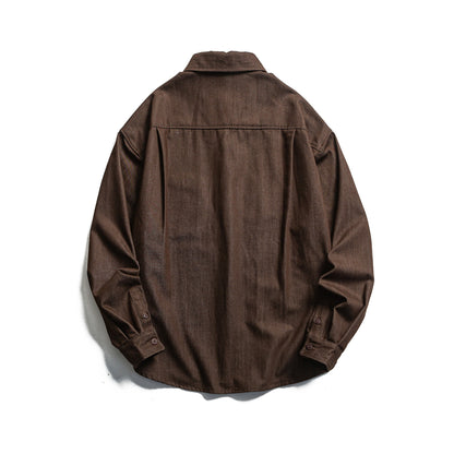 Men's Boxy Shirt Jacket made of sturdy twill with rounded hem EVA-US