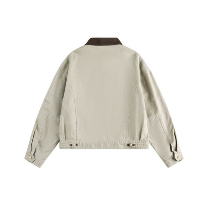 Unisex Boxy-Canvas-Jacket with contrast collar and multifunctional flap pockets EVA-US