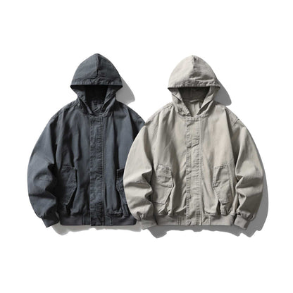 Unisex Boxy Utility Hooded Jacket made of sturdy canvas with ribbed cuffs and flap pockets EVA-US