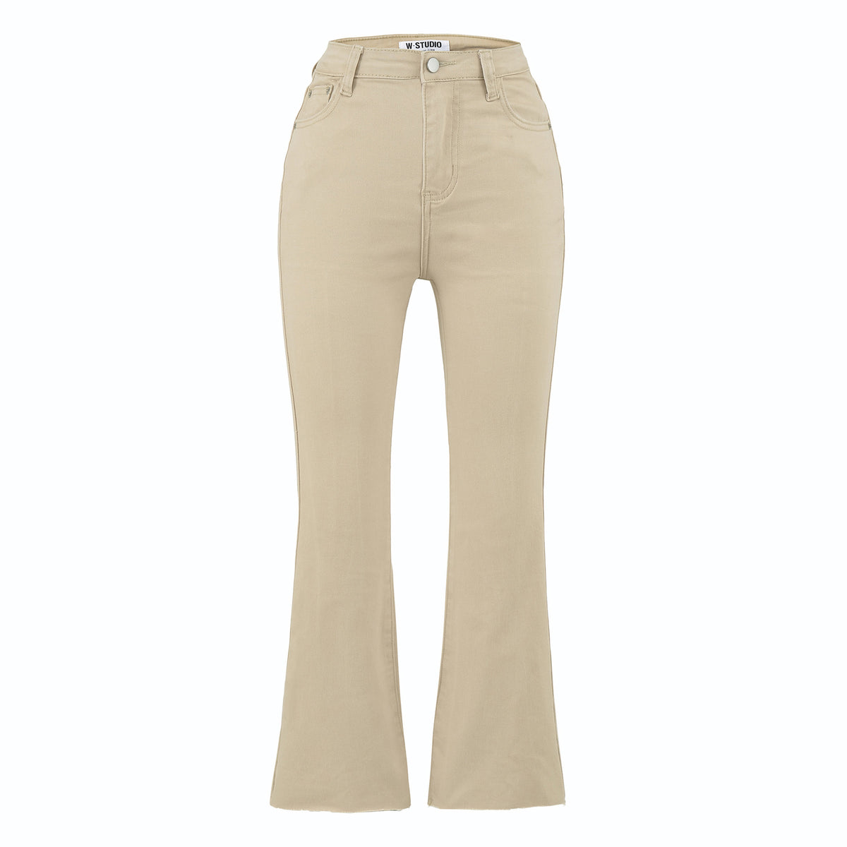 Women's Highwaist Flared Trousers made of Stretch Denim with five pockets and raw hem EVA-US