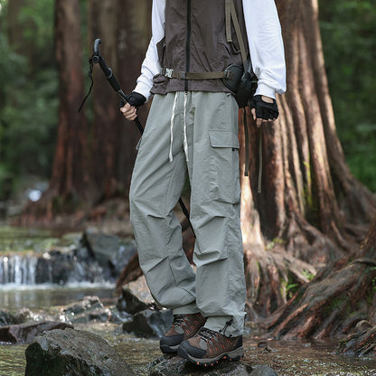 Men's Lightweight Technical Cargo Trekking Pants with Drawstring Waistband, Reinforced Hem Edges, and Adjustable Leg Opening EVA-US