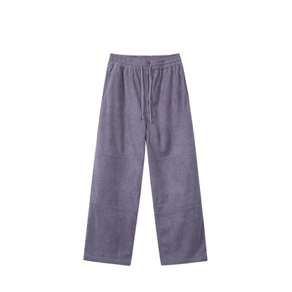 Women's loosely cut waffle knit pants with elastic waistband and drawstring EVA-US