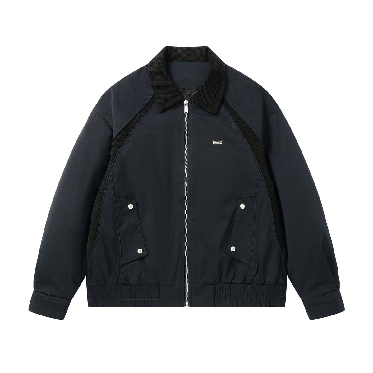 Men's cropped boxy blouson with corduroy collar, two-way zipper, and flap pockets EVA-US