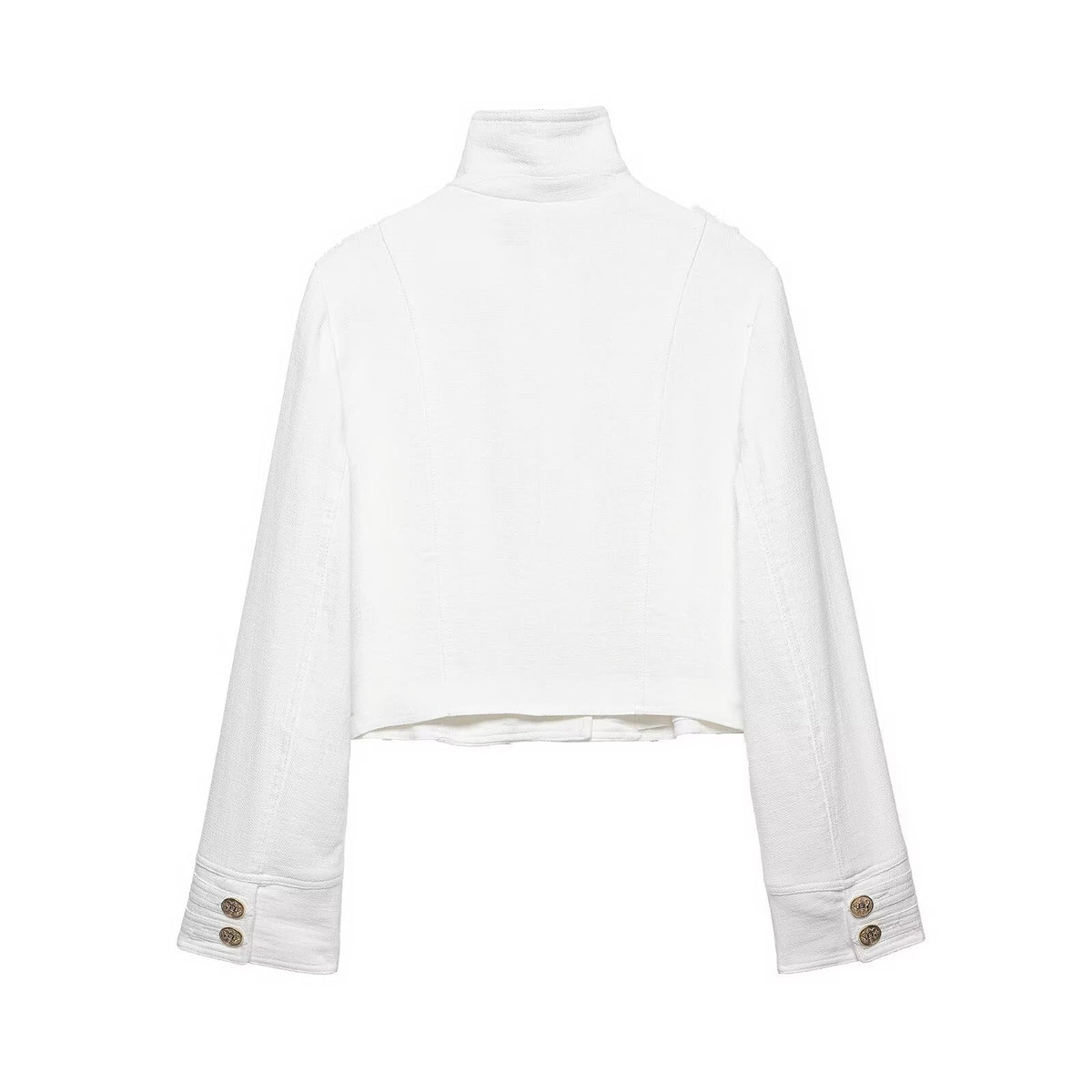 Ladies short jacket in nautical style with double-breasted decorative button placket and stand-up collar EVA-US