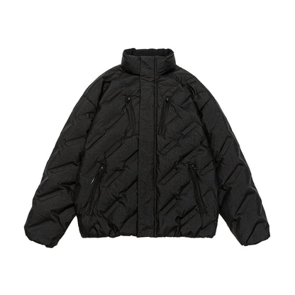 Unisex Padded Oversized Quilted Jacket with High Stand-Up Collar EVA-US