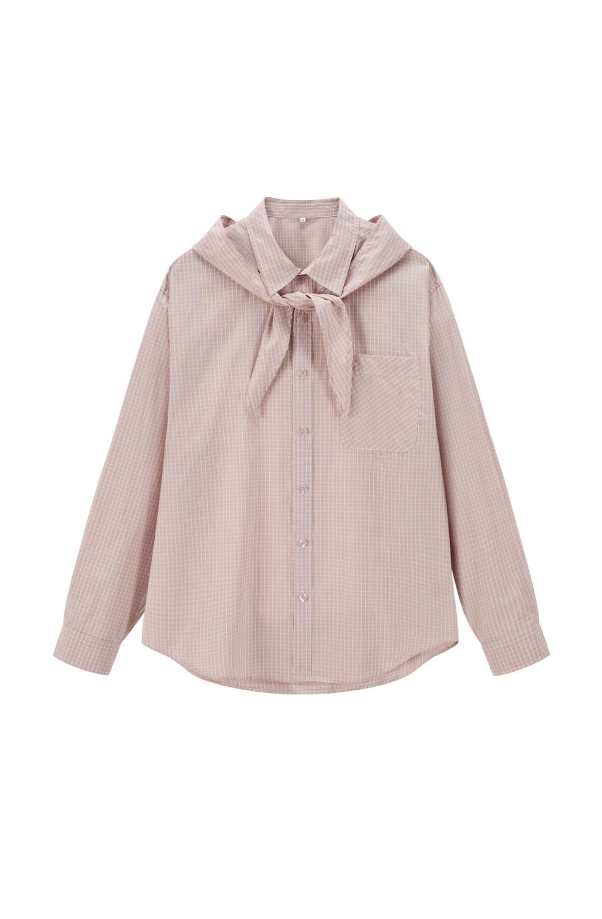 Women's shirt blouse with attached scarf and oversized cut EVA-US