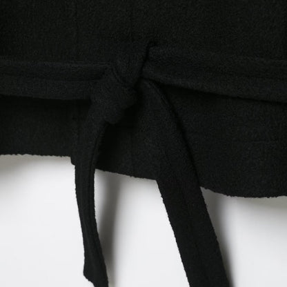 Women Short Duffle Cape Jacket with Stand-up Collar, Toggle Closures and Waist Belt EVA-US