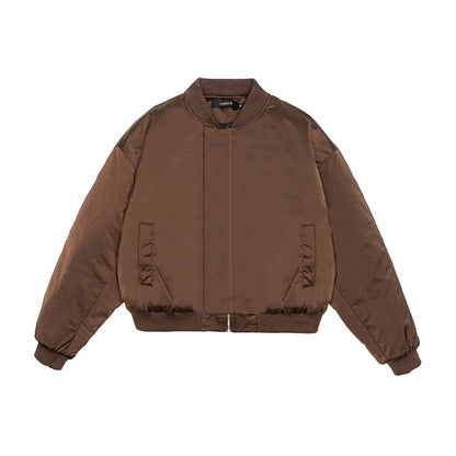 Unisex Short-Cut Boxy Puffer Bomber with Minimalist Front Placket EVA-US