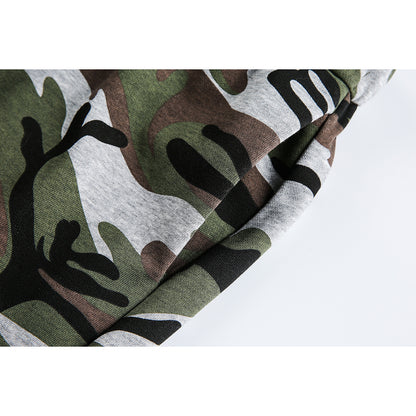 Women's midi skirt in camouflage style with elastic waistband and drawstring EVA-US
