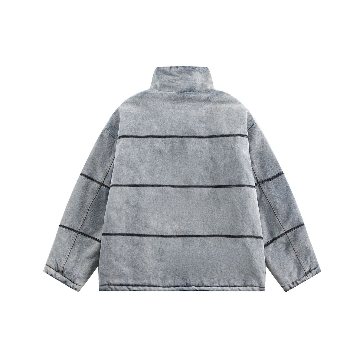 Unisex Boxy quilted denim-look transitional jacket with high stand-up collar EVA-US